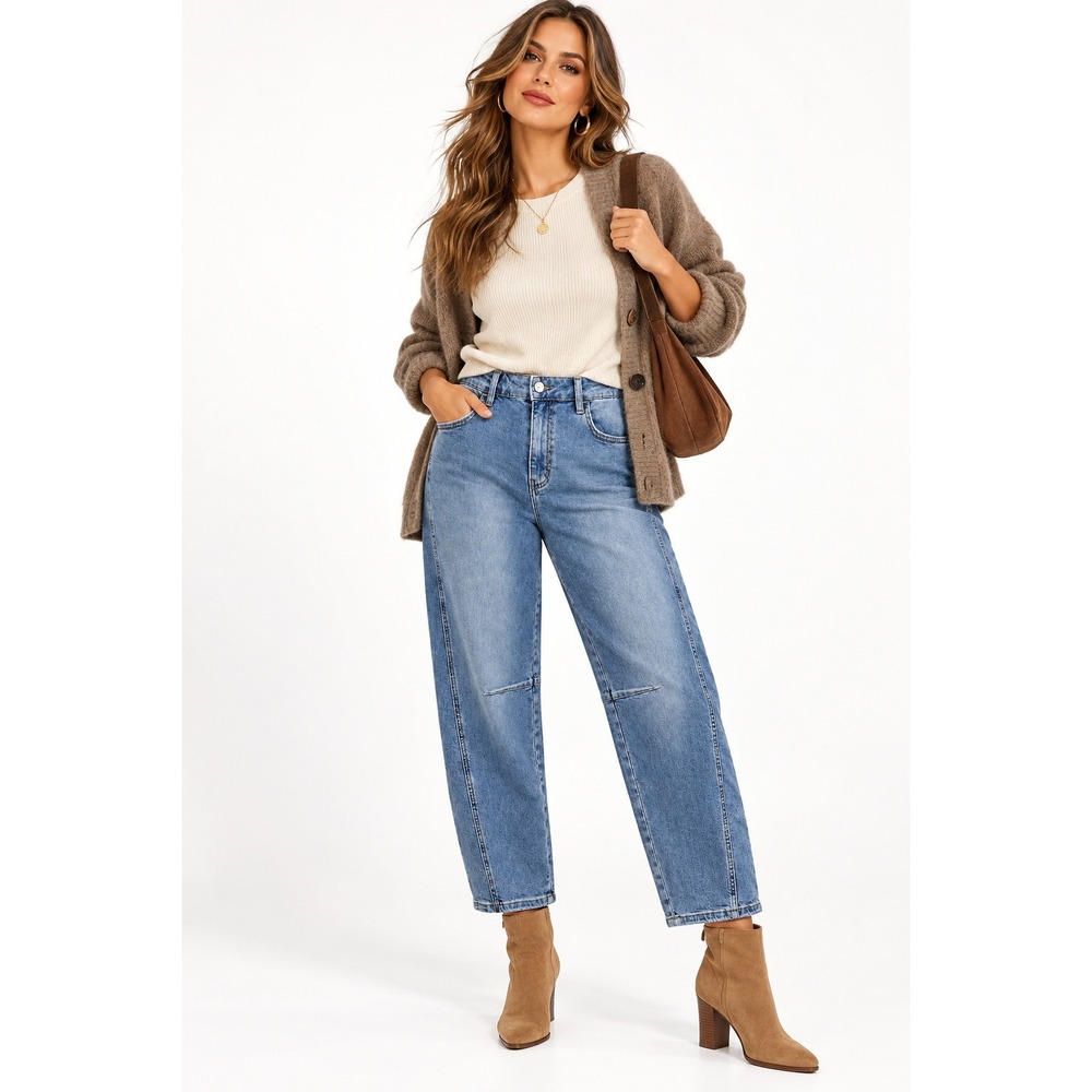 Lovervet High Rise Twist Ankle Barrel Jeans Women Size 31/13 Indigo NWT